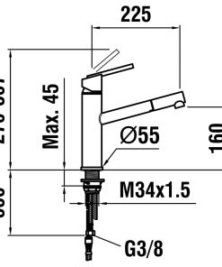 Alternative view of ברז פרח נשלף למטבח סדרת SIMINOX